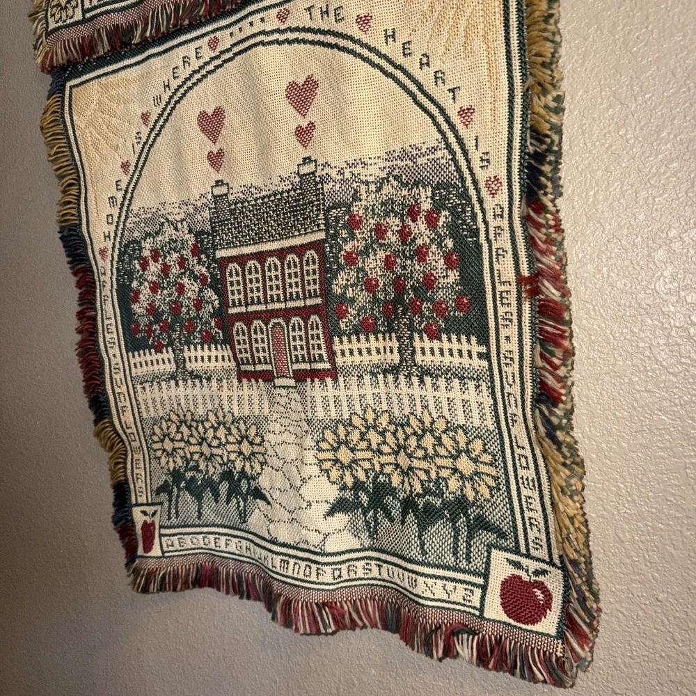 Vintage American Weavers Welcome Home Tapestry Farmhouse Wall Hanging